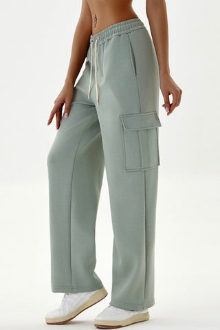 Ribbed Waistband Straight Cut Pant