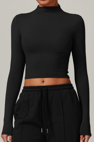 Mock Neck Long Sleeve Crop Top