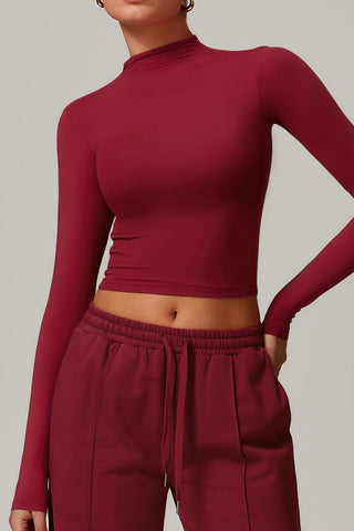 Mock Neck Long Sleeve Crop Top