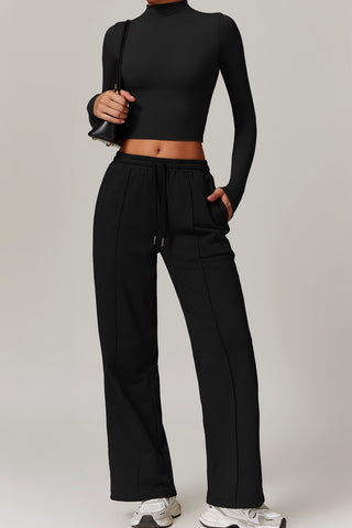 Mock Neck Long Sleeve Crop Top