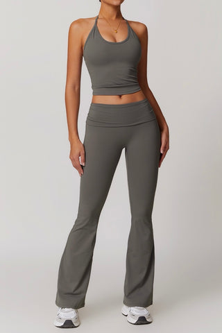 Halter Crop Tank & Flare Legging Two Piece Set