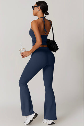 Halter Crop Tank & Flare Legging Two Piece Set