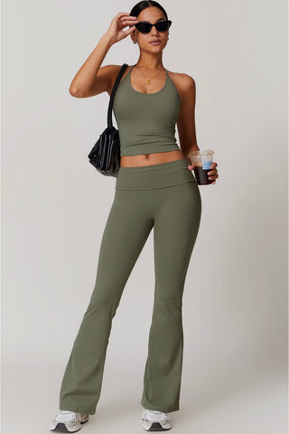 Halter Crop Tank & Flare Legging Two Piece Set