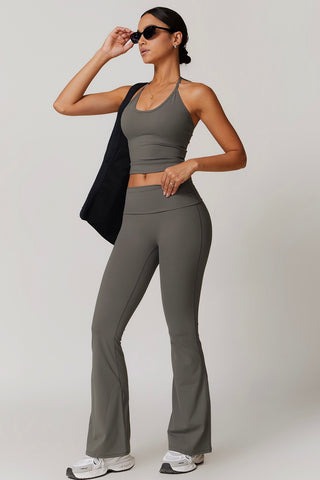 Halter Crop Tank & Flare Legging Two Piece Set