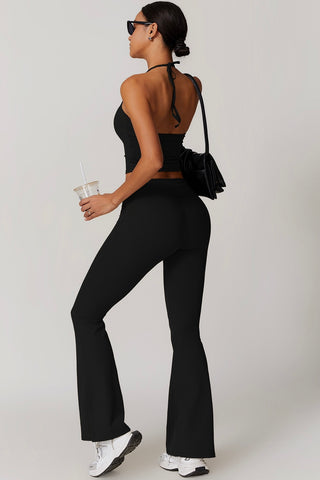 Halter Crop Tank & Flare Legging Two Piece Set