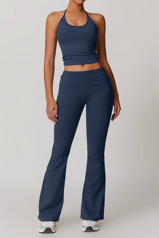 Halter Crop Tank & Flare Legging Two Piece Set