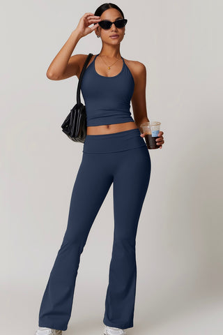 Halter Crop Tank & Flare Legging Two Piece Set