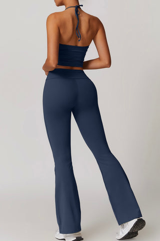 Halter Crop Tank & Flare Legging Two Piece Set