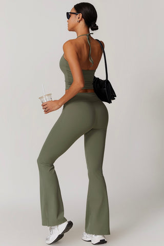 Halter Crop Tank & Flare Legging Two Piece Set