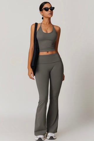 Halter Crop Tank & Flare Legging Two Piece Set