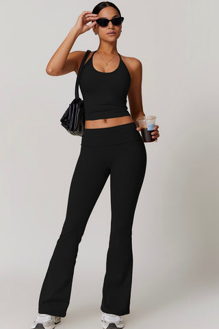 Halter Crop Tank & Flare Legging Two Piece Set