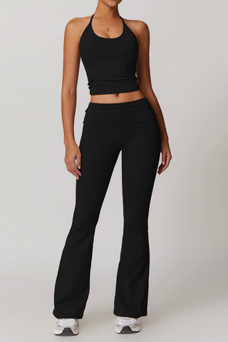 Halter Crop Tank & Flare Legging Two Piece Set