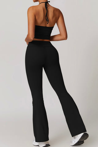 Halter Crop Tank & Flare Legging Two Piece Set