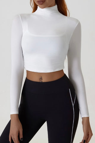 Turtle Neck Ruched Side Crop Top