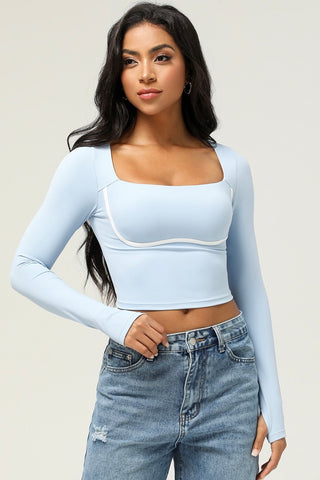 Contrast Trim Square Neck Crop Top