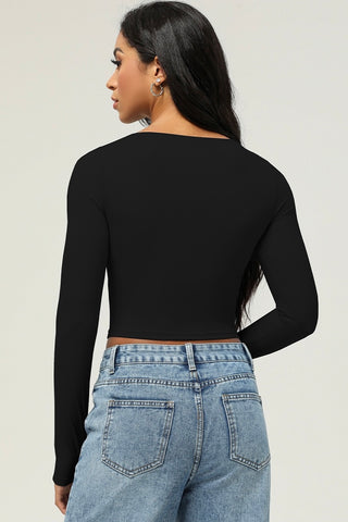 Contrast Trim Square Neck Crop Top