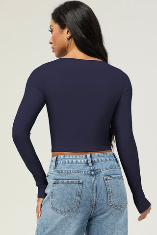 Contrast Trim Square Neck Crop Top