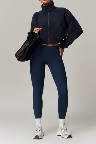 Fleece-Lined Zip Front Crop Jacket