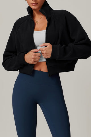 Fleece-Lined Zip Front Crop Jacket