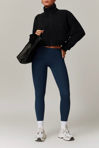 Fleece-Lined Zip Front Crop Jacket