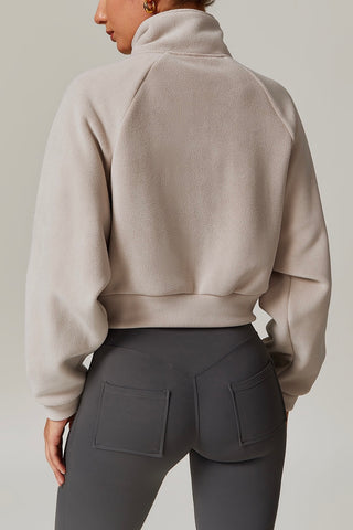 Fleece-Lined Zip Front Crop Jacket