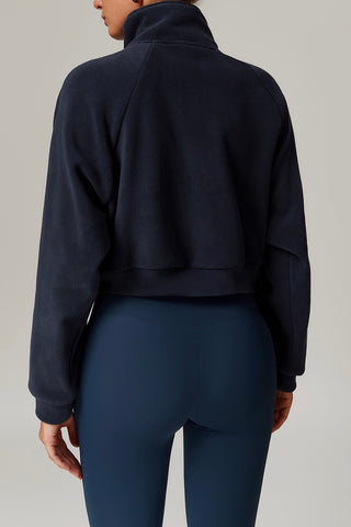 Fleece-Lined Zip Front Crop Jacket