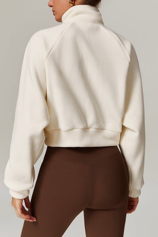 Fleece-Lined Zip Front Crop Jacket