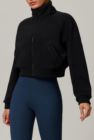 Fleece-Lined Zip Front Crop Jacket