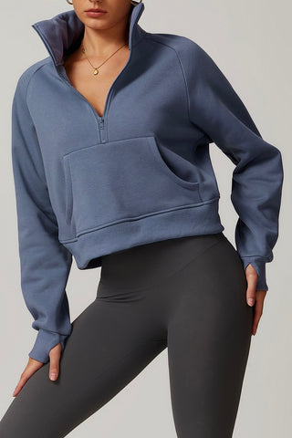 Half Zip Fleece-Lined Hoodie