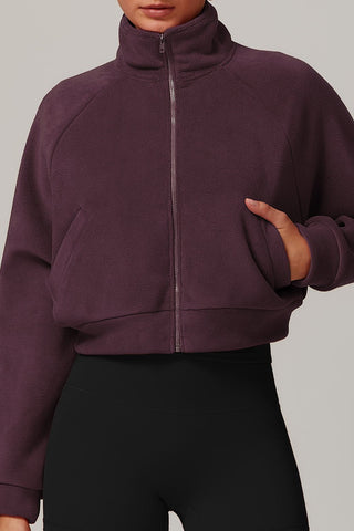 Fleece-Lined Zip Front Crop Jacket