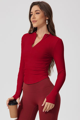 Full Zip Curved Hem Top