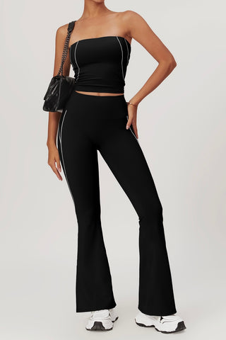 Tube Crop Top & Flare Legging Two Piece Set