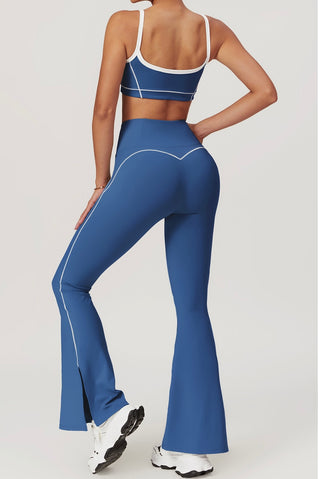 Contrast Sports Bra & Flare Legging Two Piece Set