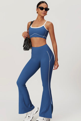 Contrast Sports Bra & Flare Legging Two Piece Set