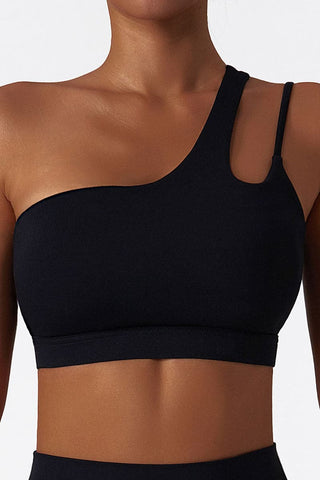 Asymmetric Strap Cutout Bra