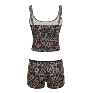 Leopard Printed Tank Top & Short Two Piece Set