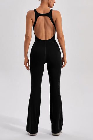 Cutout Back Wide Leg Jumpsuit