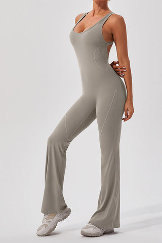 Cutout Back Wide Leg Jumpsuit